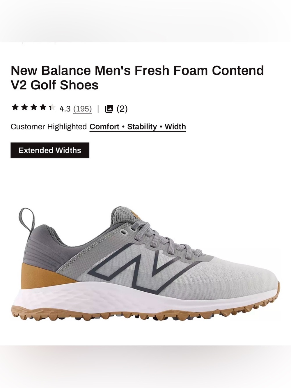 New Balance Fresh Foam Contend V2 Golf Shoes Gray & Brown US 13 D